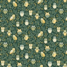 Makower Hello Autumn - Twilight owls green 099-G