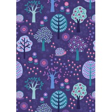 Lewis & Irene Flower Child - Groovy forest on dark blue 