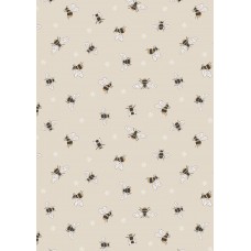 Lewis & Irene Queen Bee - Bees on dark cream 