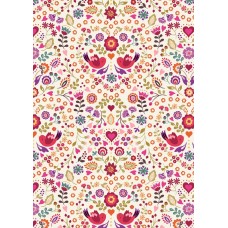 Lewis & Irene Little Matryoshka - Little bird floral heart on cream 