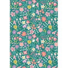 Lewis & Irene Spring Treats - Spring floral on green 