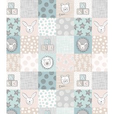 Lewis & Irene Bella Bunny and Bear - 3 inch nursery squares on blue