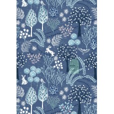 Lewis & Irene Secret Garden - Secret garden on Nordic blue with pearl elements 