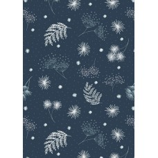 Lewis & Irene Secret Garden - Frosted garden on dark blue with pearl elements 