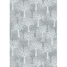 Lewis & Irene Secret Garden - Owl orchard on light grey with pearl elements 