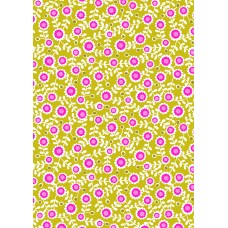 Lewis & Irene Inflorescence - Grid flowers on chartreuse with pink neon