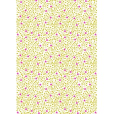 Lewis & Irene Inflorescence - Chartreuse on white small flowers with pink neon