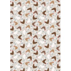 Lewis & Irene Country croft - Hens on grey Lewis & Irene Country croft - Hens on grey