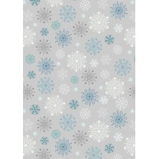 Lewis & Irene Hygge Glow - Snowflakes on silver - glow in the dark fabric