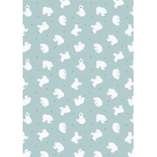 Lewis & Irene Small Things Polar Animals - Polar bears on arctic blue with pearl 