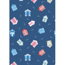 Lewis & Irene Small Things Coastal - Beach huts on dark blue